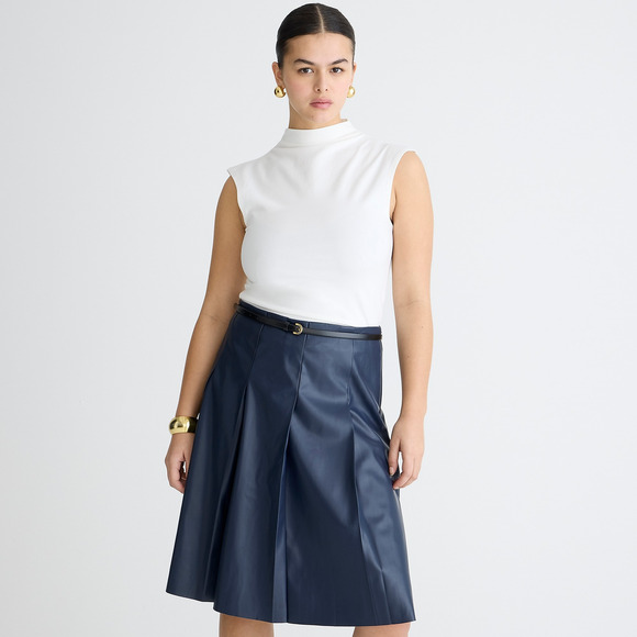 J. Crew Tops - J.Crew Fitted Mockneck Preppy Tank top Stretch Cotton Blend White S